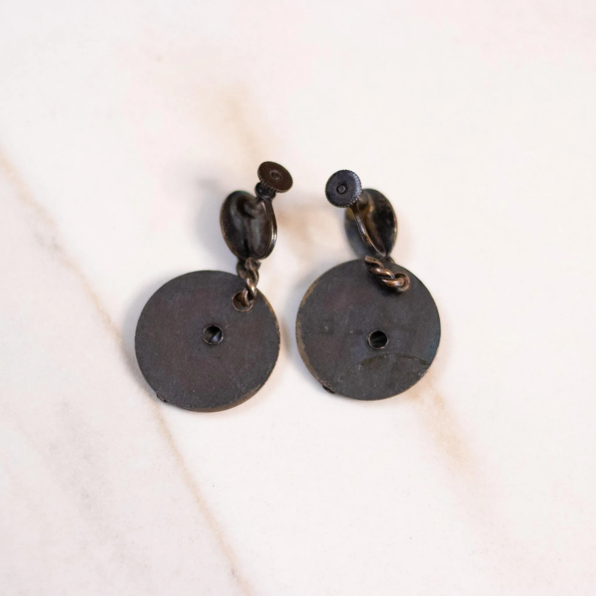 Vintage Copper Fleur de Lis Earrings