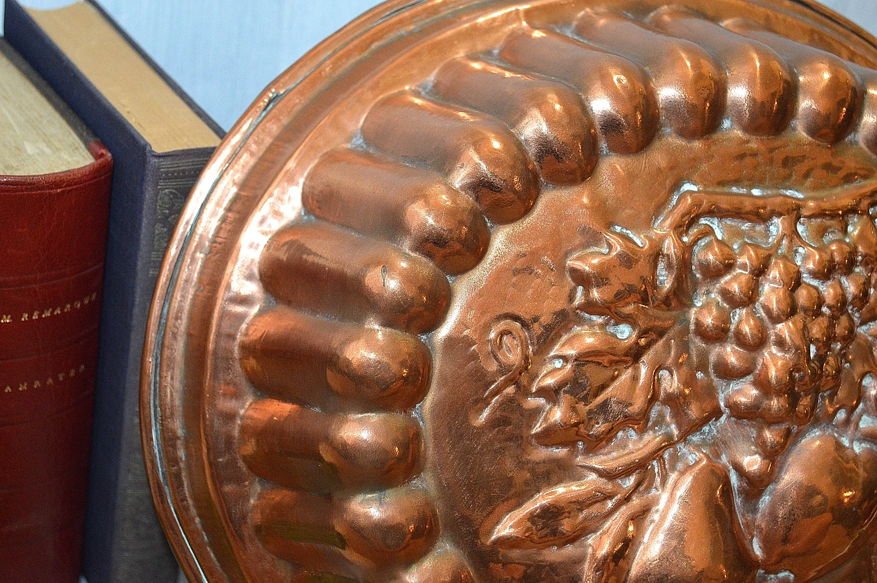 Vintage Italian Copper Kitchen Mold Large Tin Lined Fruit Design