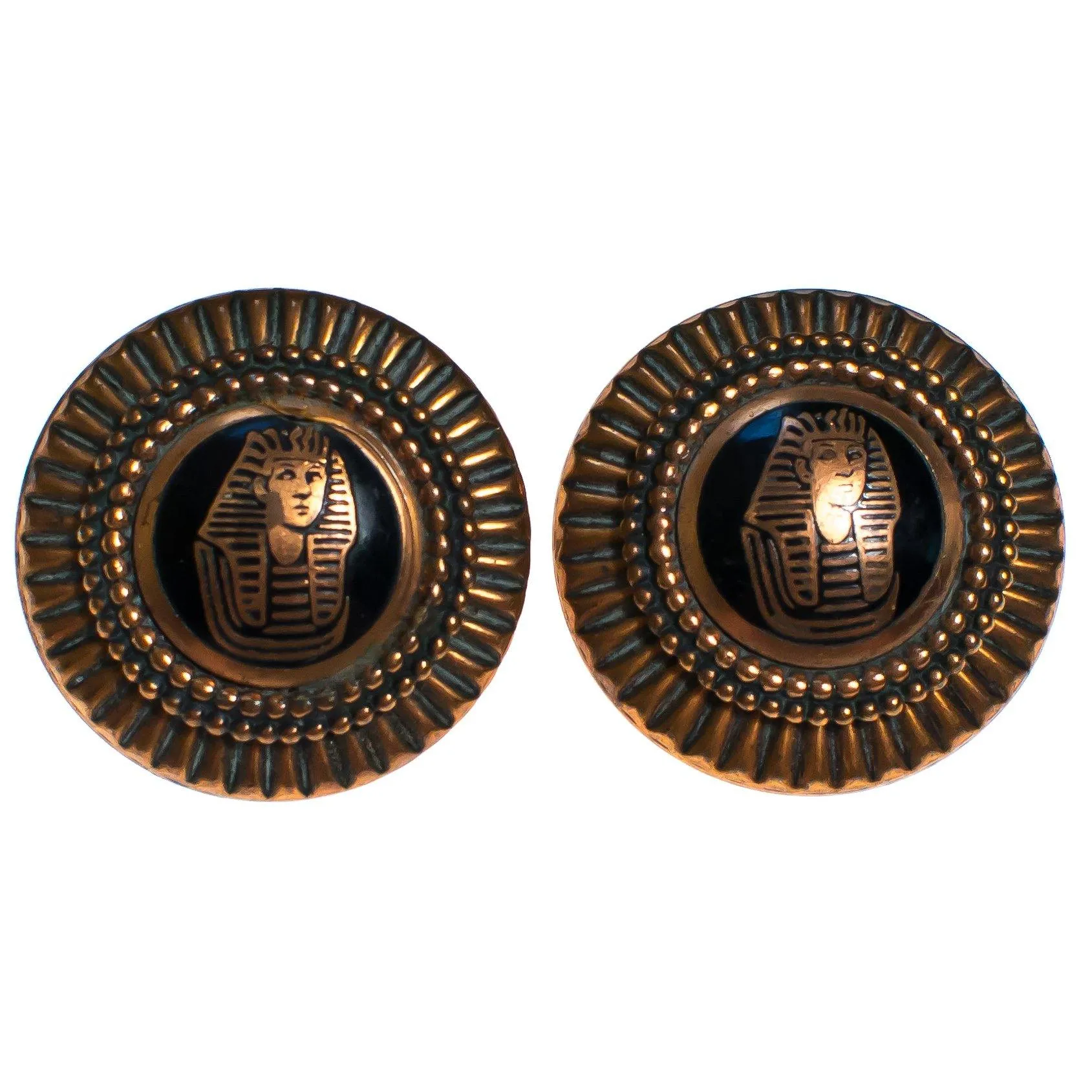 Vintage King Tut Copper Statement Earrings