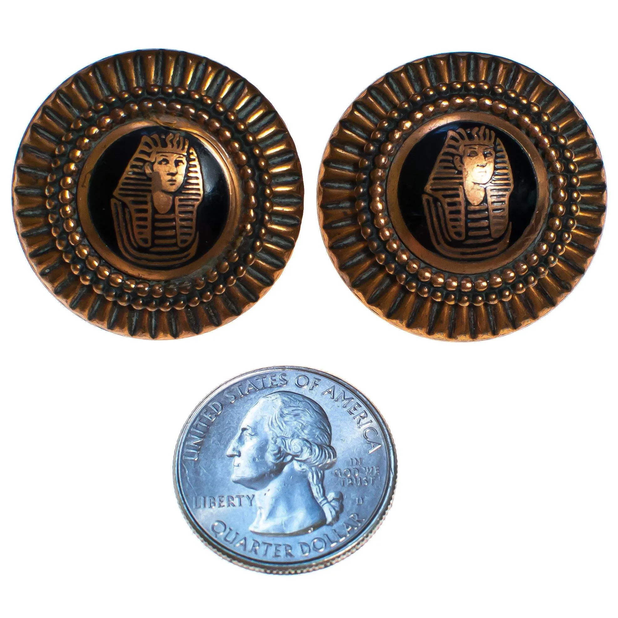 Vintage King Tut Copper Statement Earrings