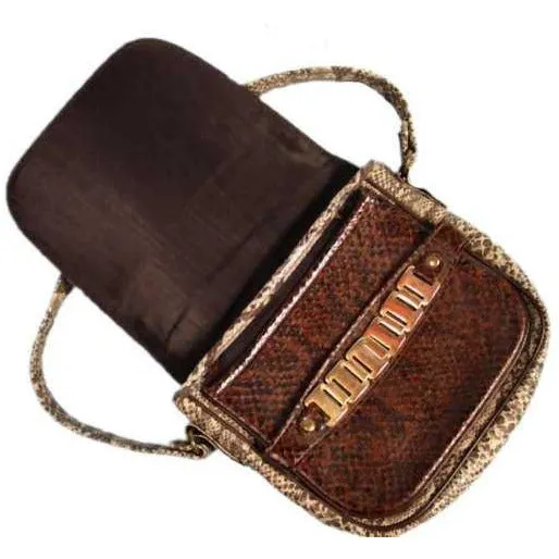 Vintage Ladies Mr. John Jr Faux Snakeskin Hat & Purse 1970S Brown