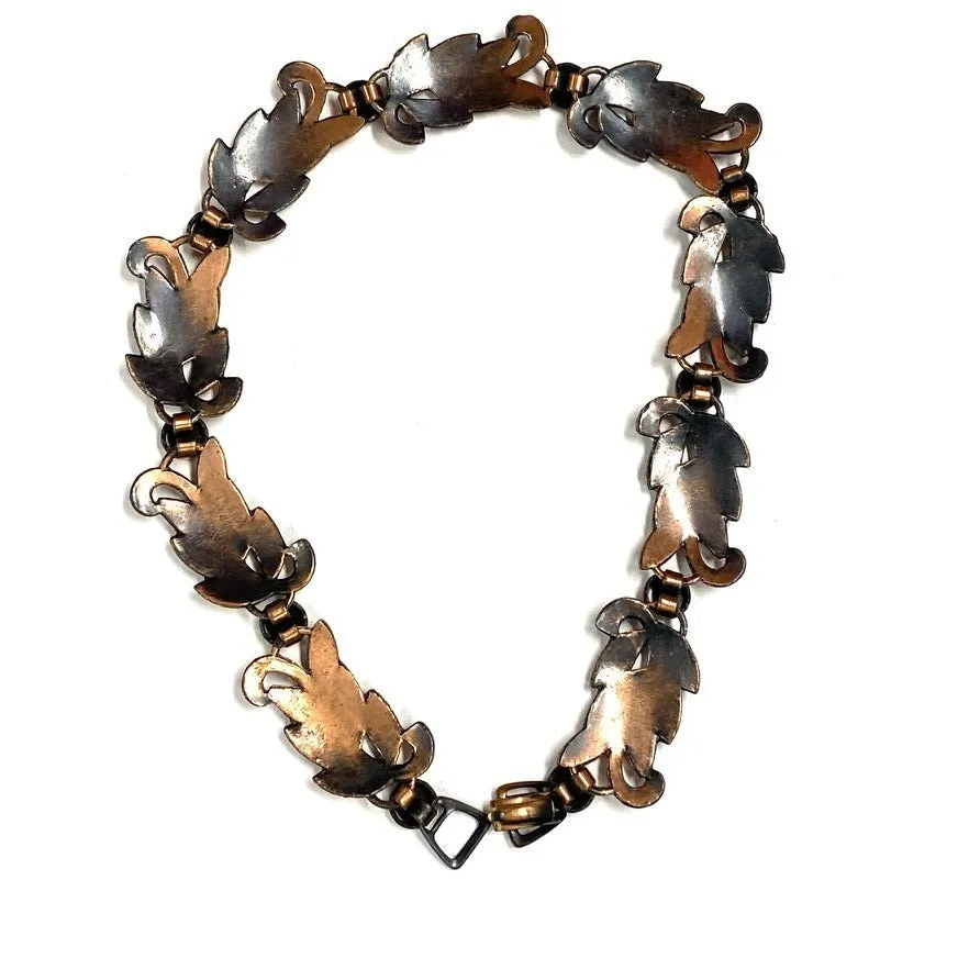 Vintage MCM Modernist Copper Necklace Choker Unsigned 1950s