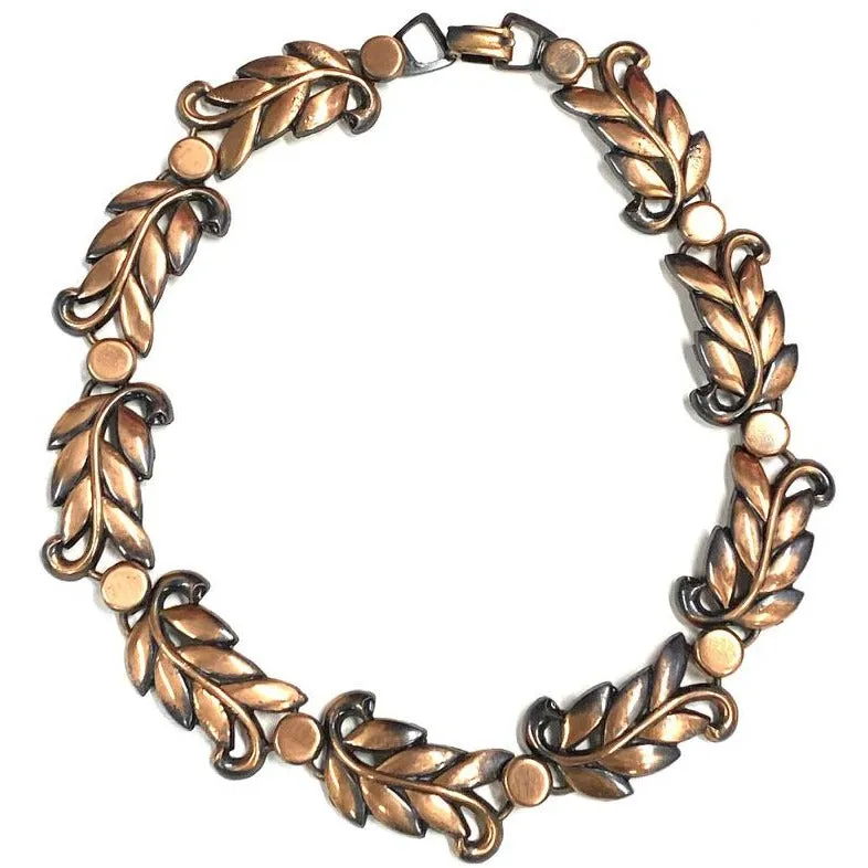 Vintage MCM Modernist Copper Necklace Choker Unsigned 1950s