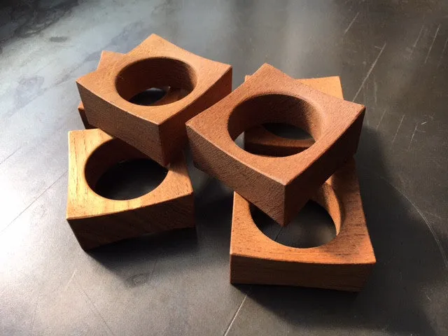 vintage mid century teak napkin rings from Japan