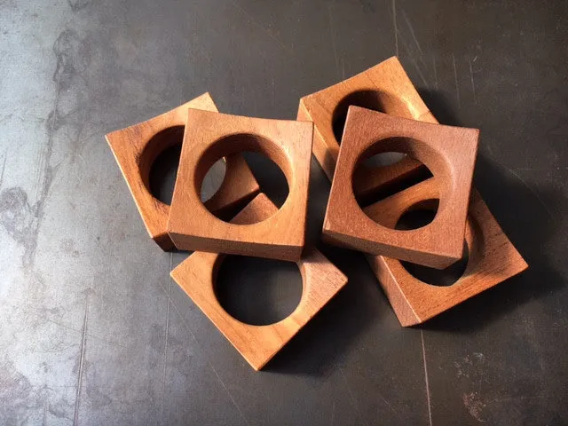 vintage mid century teak napkin rings from Japan