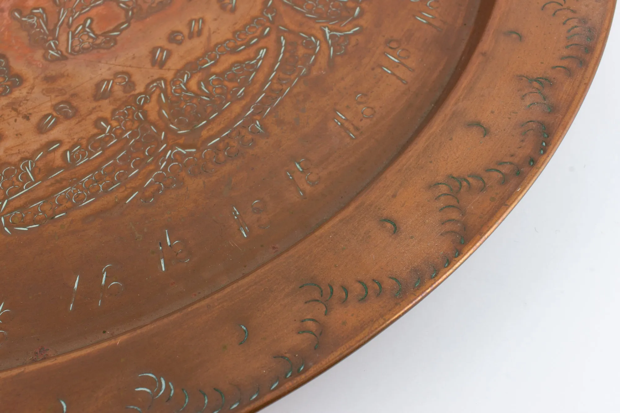 Vintage Moroccan Hand-Hammered Copper Tray