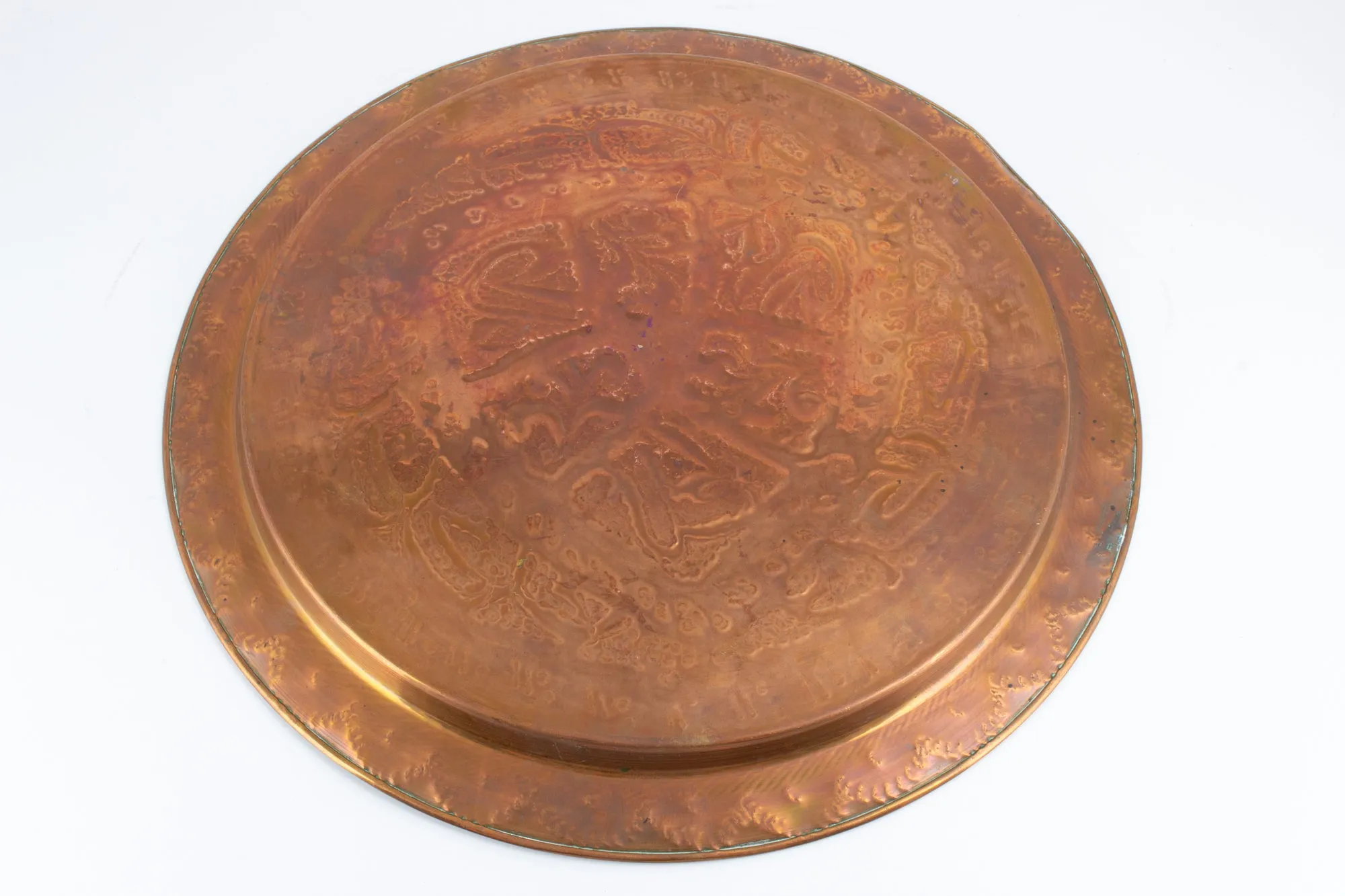 Vintage Moroccan Hand-Hammered Copper Tray