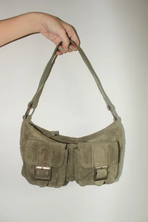 Vintage Olive Buckle Shoulder Leather Purse