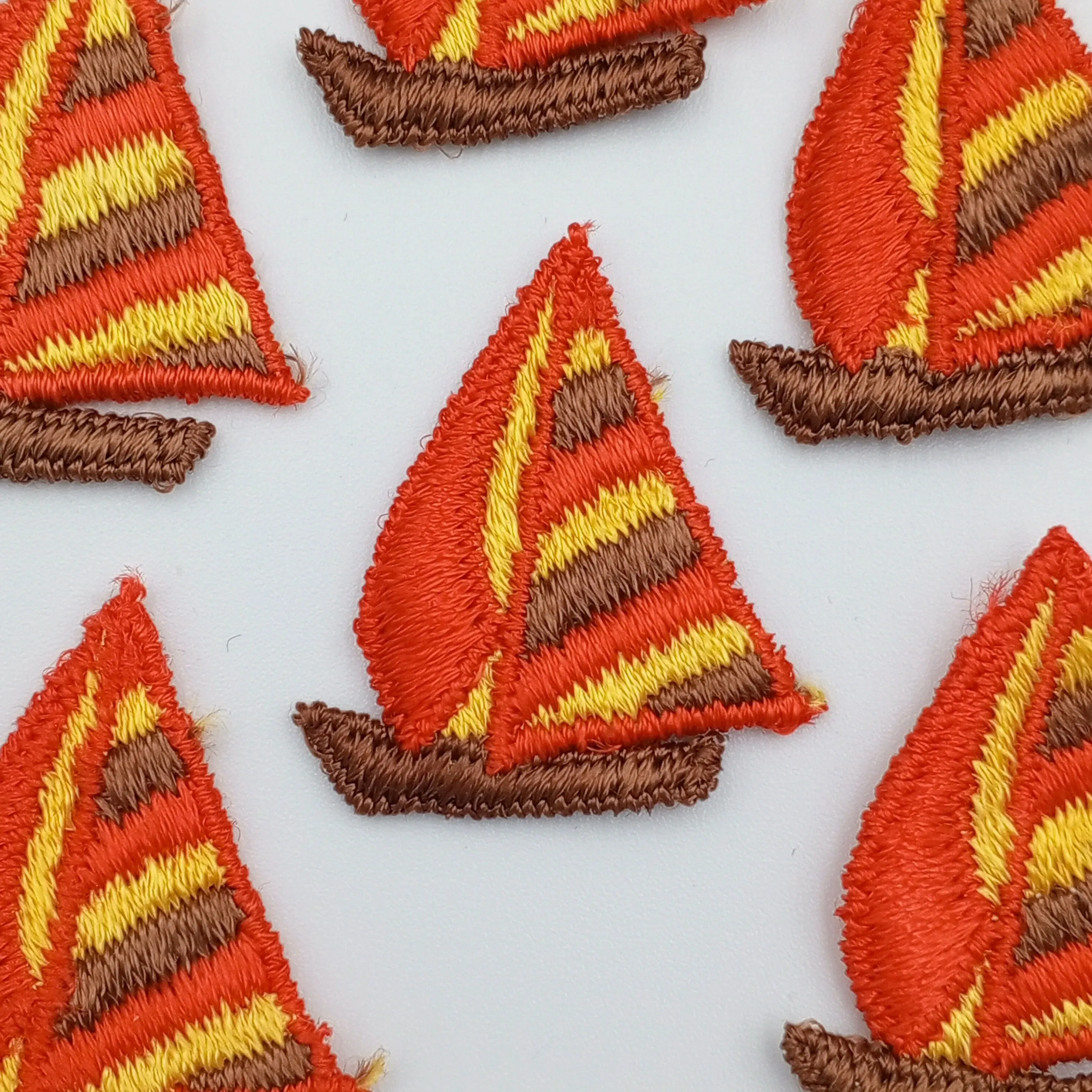 VINTAGE Sailboat Patch Nautical Ship Embroidery Applique Patches Yellow Brown Orange Insignia Emblem Decal Embroidered Sailor Patch #900