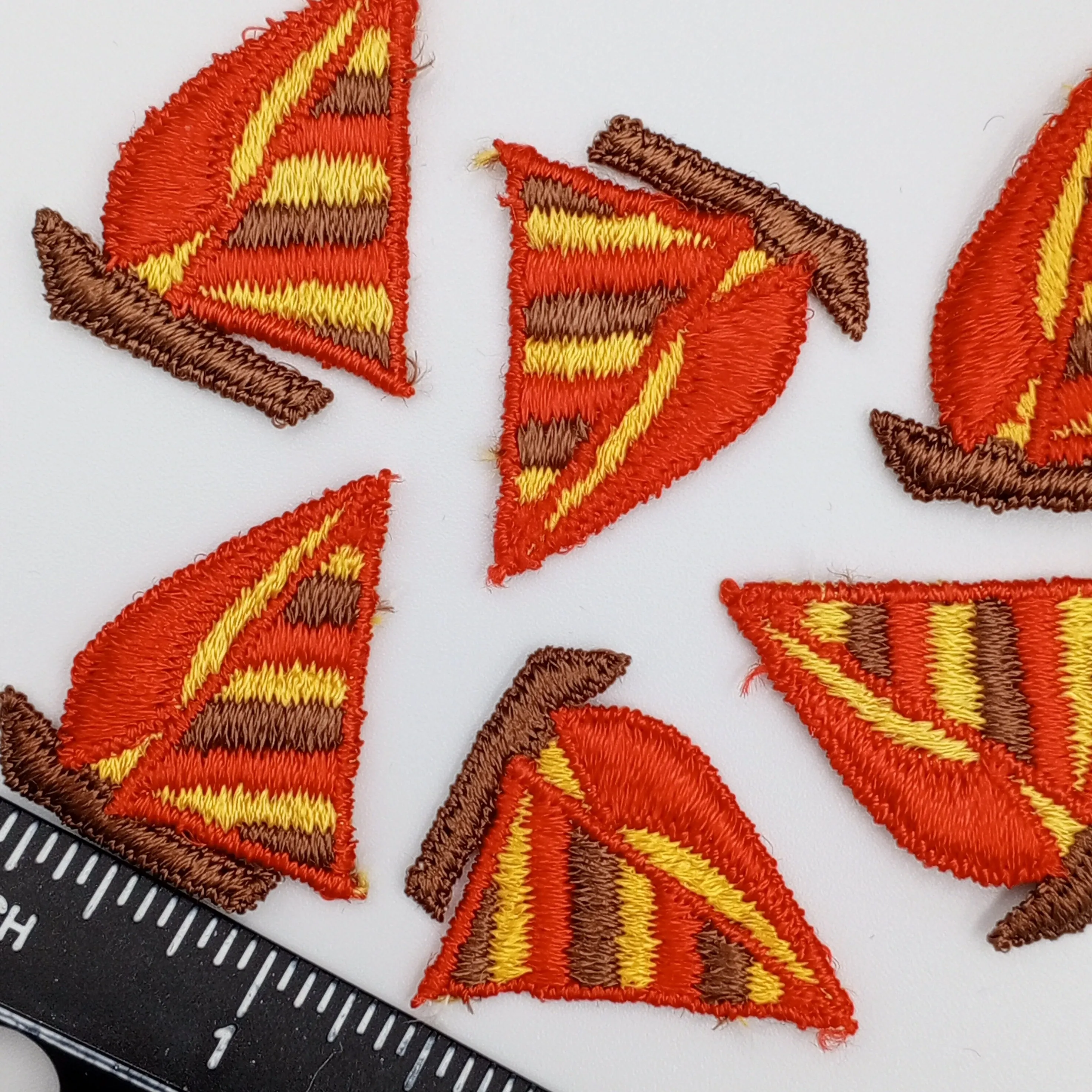VINTAGE Sailboat Patch Nautical Ship Embroidery Applique Patches Yellow Brown Orange Insignia Emblem Decal Embroidered Sailor Patch #900