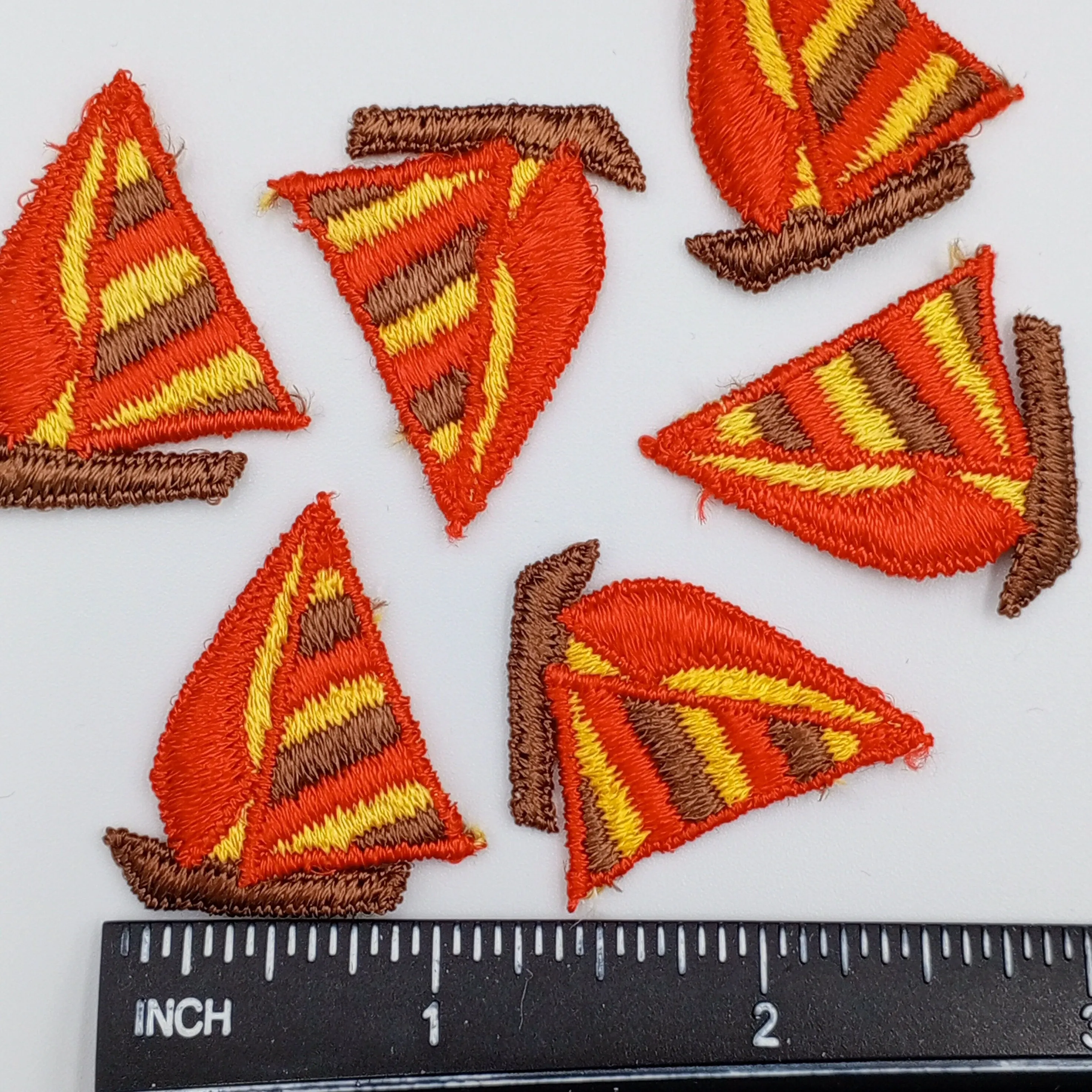 VINTAGE Sailboat Patch Nautical Ship Embroidery Applique Patches Yellow Brown Orange Insignia Emblem Decal Embroidered Sailor Patch #900