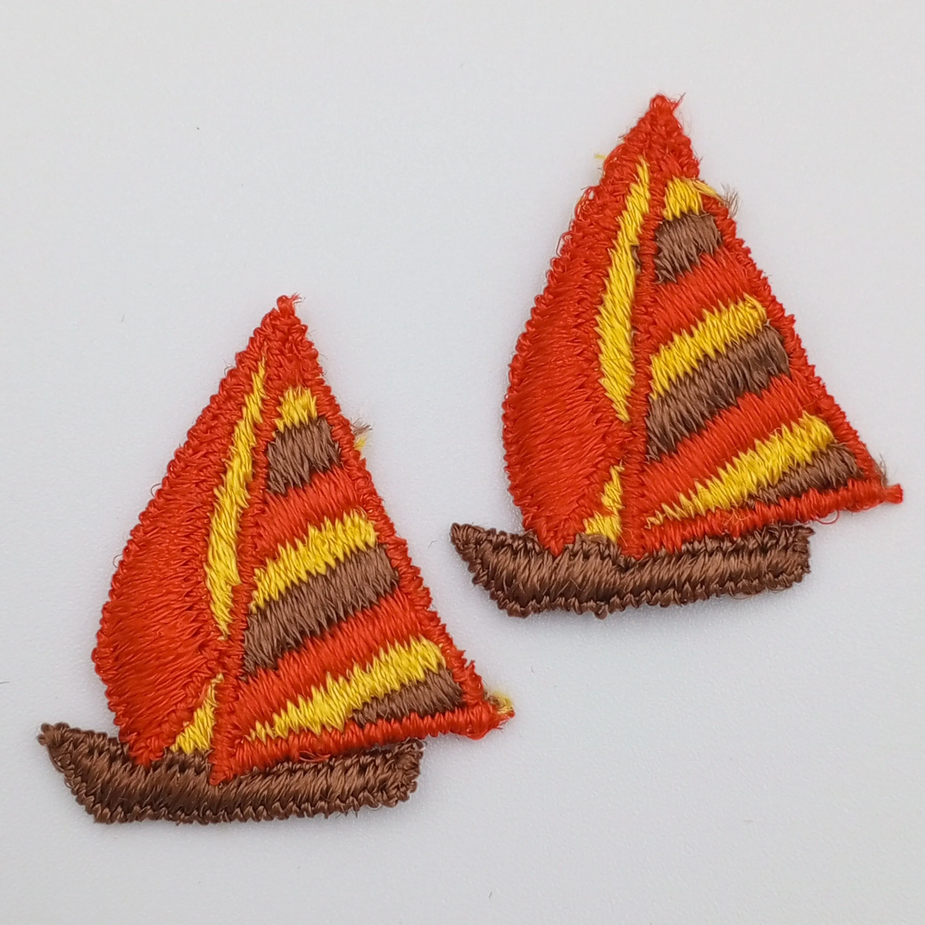 VINTAGE Sailboat Patch Nautical Ship Embroidery Applique Patches Yellow Brown Orange Insignia Emblem Decal Embroidered Sailor Patch #900