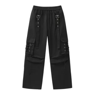 Vintage Solid Color Cargo Pants