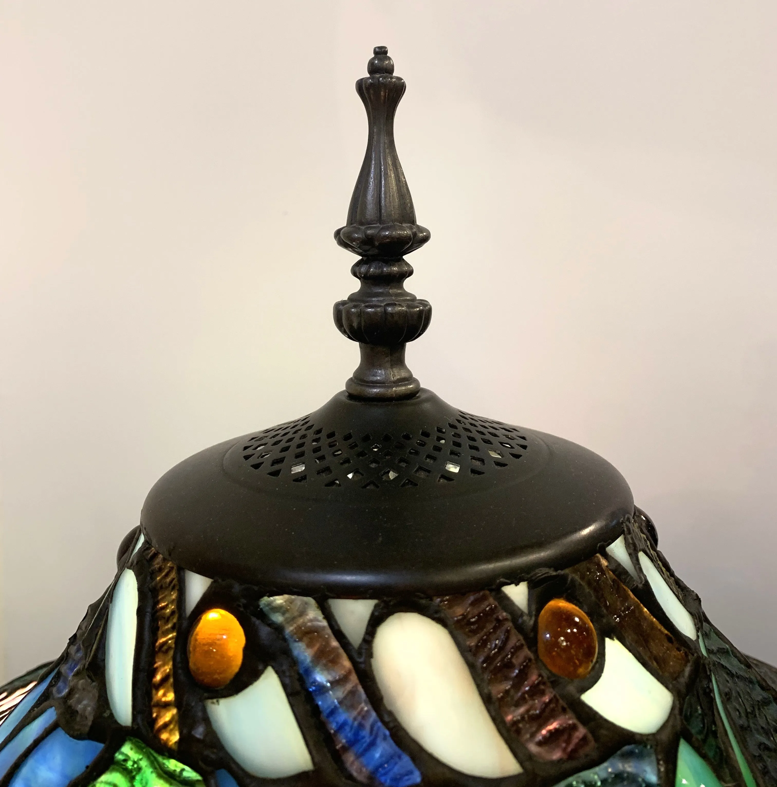 Vintage Tiffany Style Medal Floor Lamp