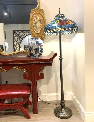 Vintage Tiffany Style Medal Floor Lamp