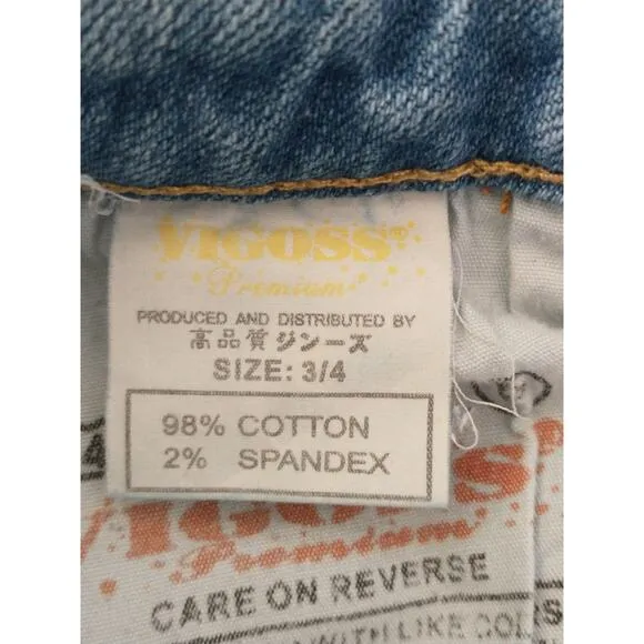 Vintage Vigoss Premium Denim Jeans 3/4 Light Wash Straight Leg Slight Flare