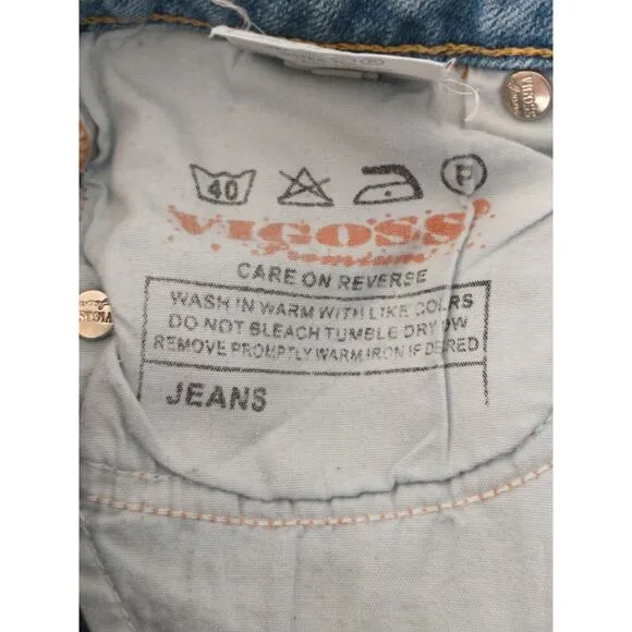 Vintage Vigoss Premium Denim Jeans 3/4 Light Wash Straight Leg Slight Flare