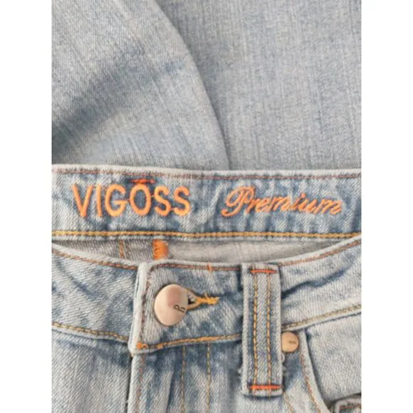 Vintage Vigoss Premium Denim Jeans 3/4 Light Wash Straight Leg Slight Flare