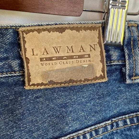 VTG Lawman Womens Tapered Leg‎ Jeans Sz 12 Blue 27&quot; Waist Western 90s High Rise