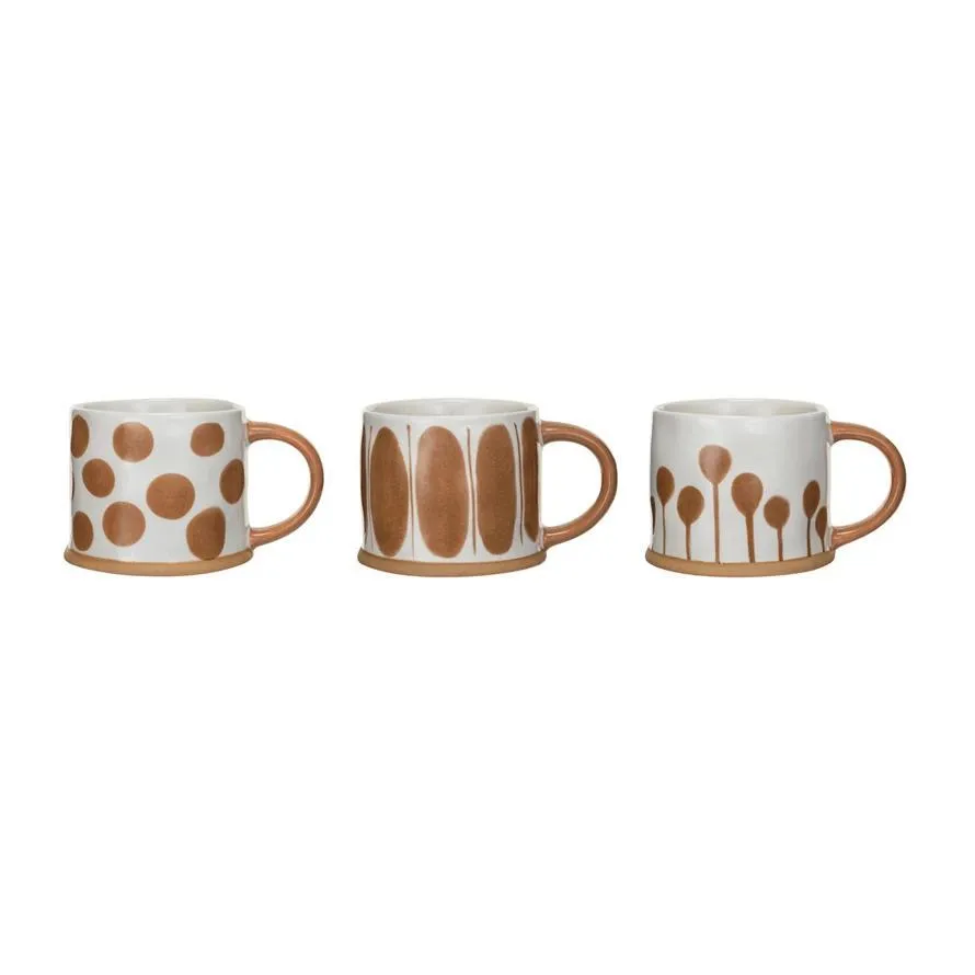 White & Brown Patterned Mugs