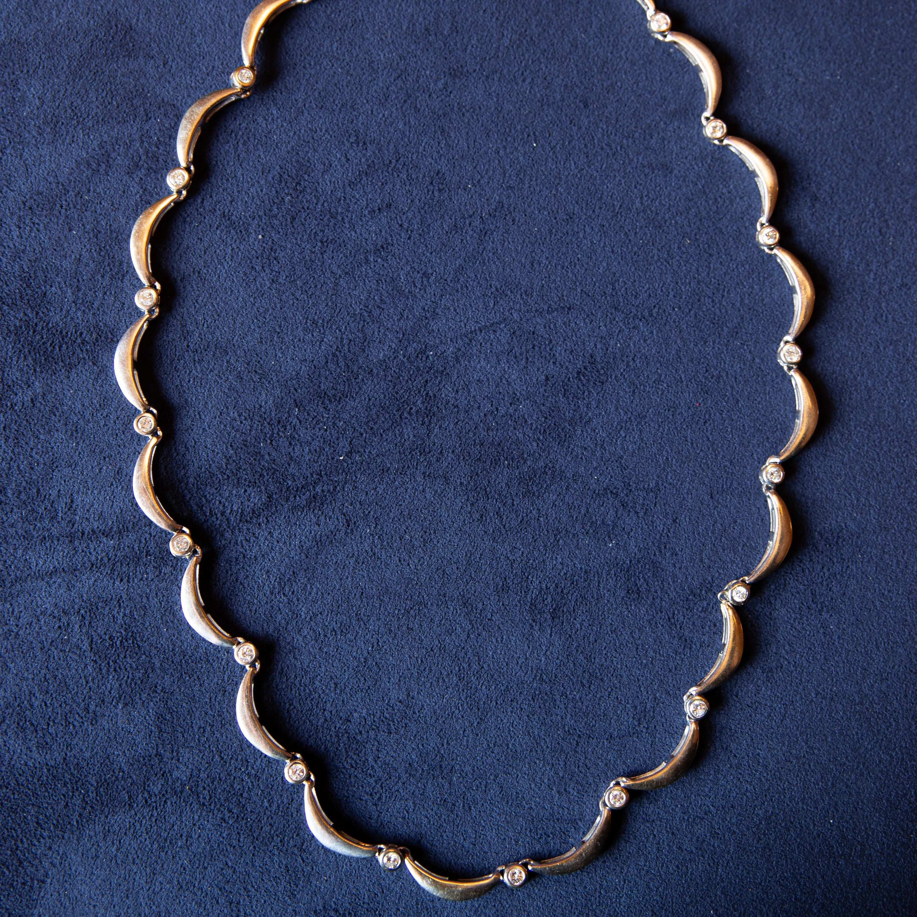 White Gold and Diamond Hinging Necklace