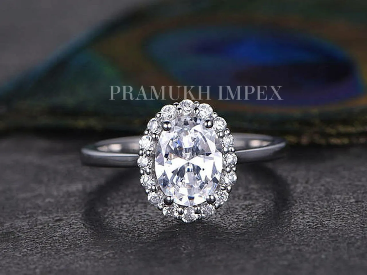 White Gold vintage unique Flower Oval Cut Moissanite Halo engagement ring for women art deco diamond Cluster wedding Anniversary gift 1.98CT