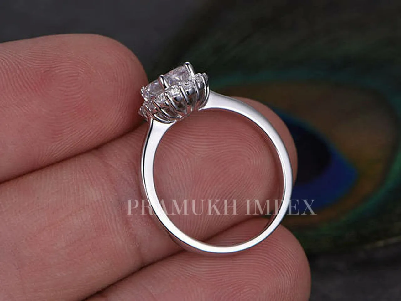 White Gold vintage unique Flower Oval Cut Moissanite Halo engagement ring for women art deco diamond Cluster wedding Anniversary gift 1.98CT