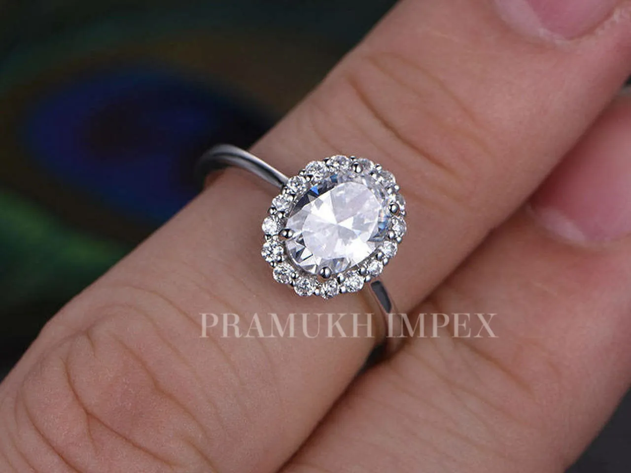 White Gold vintage unique Flower Oval Cut Moissanite Halo engagement ring for women art deco diamond Cluster wedding Anniversary gift 1.98CT