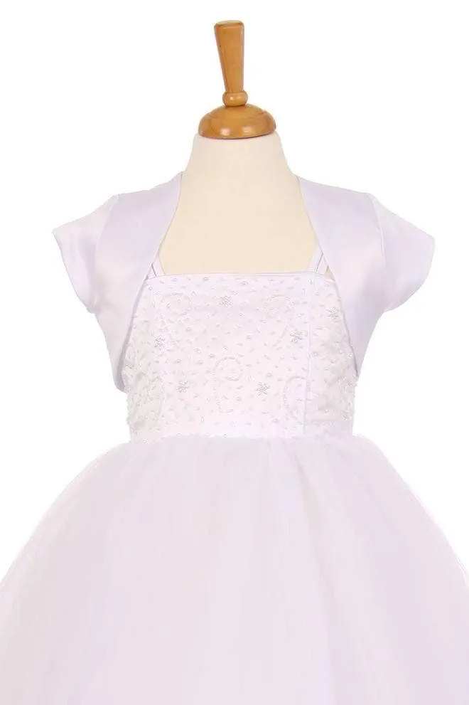 White Satin Bolero for Girls