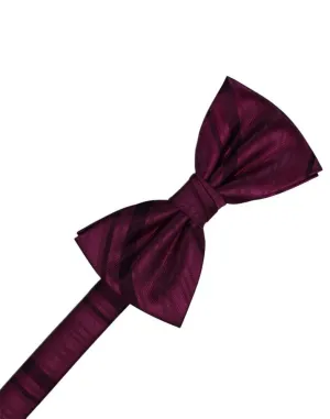 Wine Striped Satin Kids Bow Tie