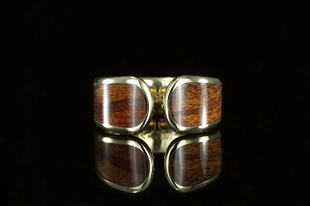 WOMAN'S YELLOW GOLD SHEOAK WOOD WRAP RING