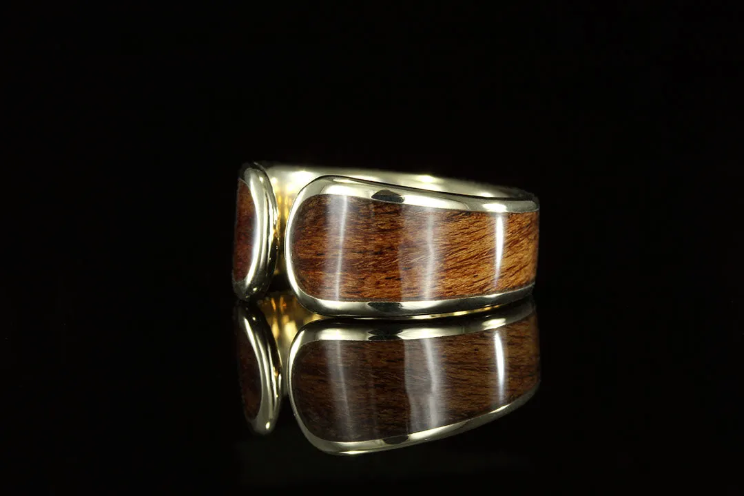 WOMAN'S YELLOW GOLD SHEOAK WOOD WRAP RING