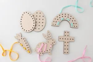 WOOD LACING - EASTER SHAPE SET