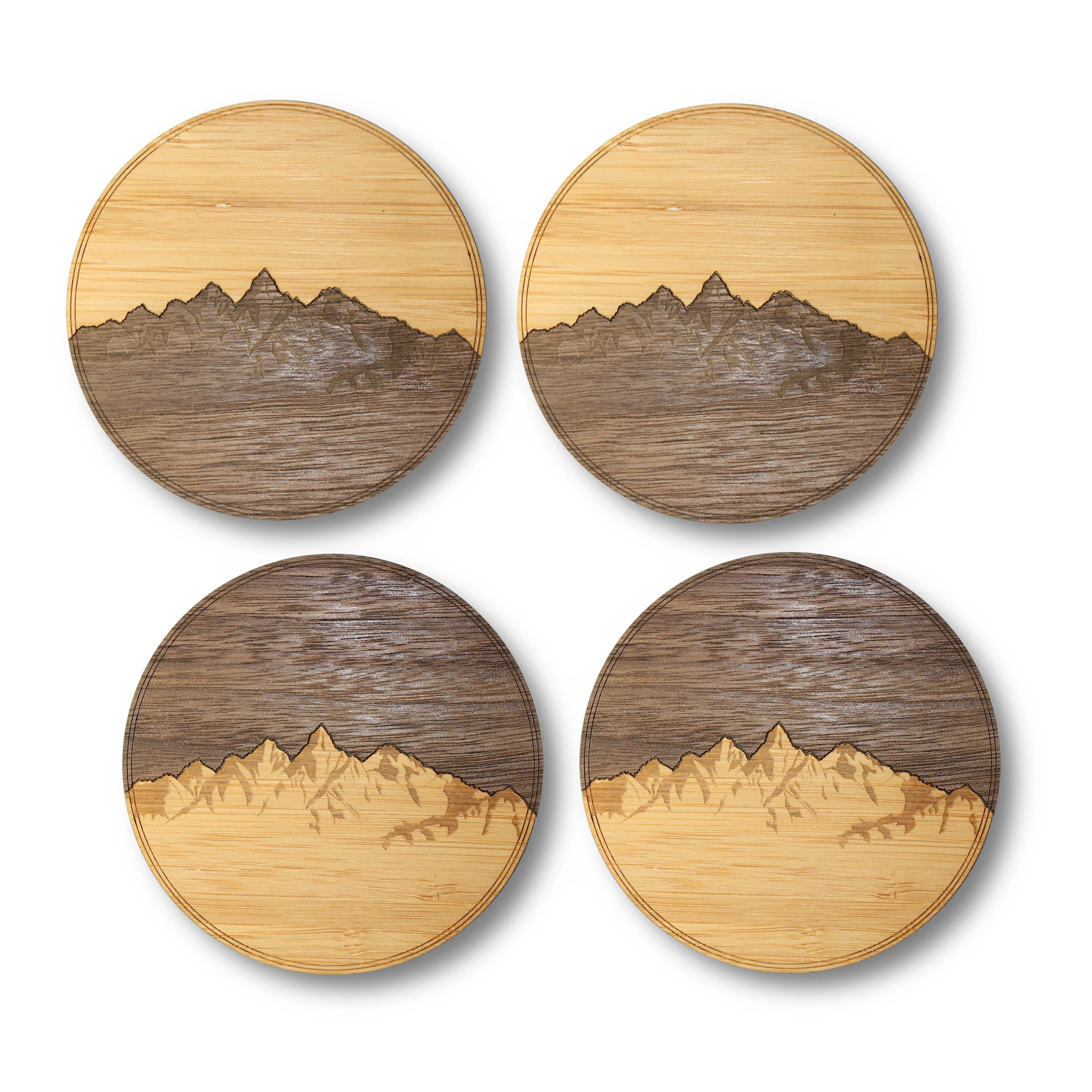 Wooden Coasters 4" (Sawtooth Mountains) 4-Pack