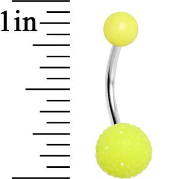 Yellow Acrylic Textured Ball Belly Ring