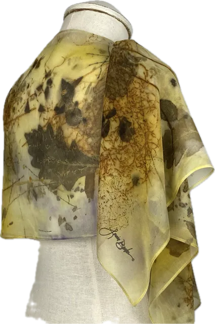 Yellow Oak Eco Printed Silk Chiffon Scarf