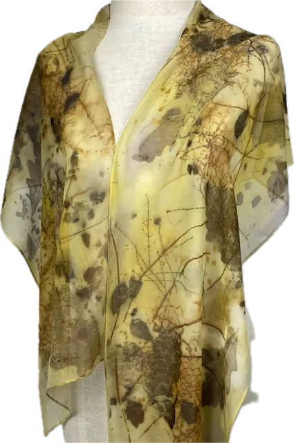 Yellow Oak Eco Printed Silk Chiffon Scarf
