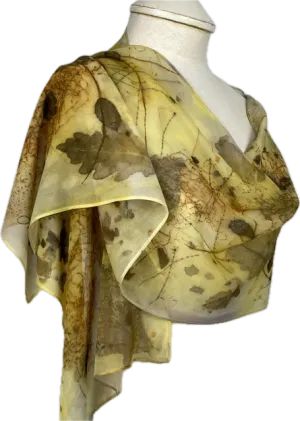 Yellow Oak Eco Printed Silk Chiffon Scarf