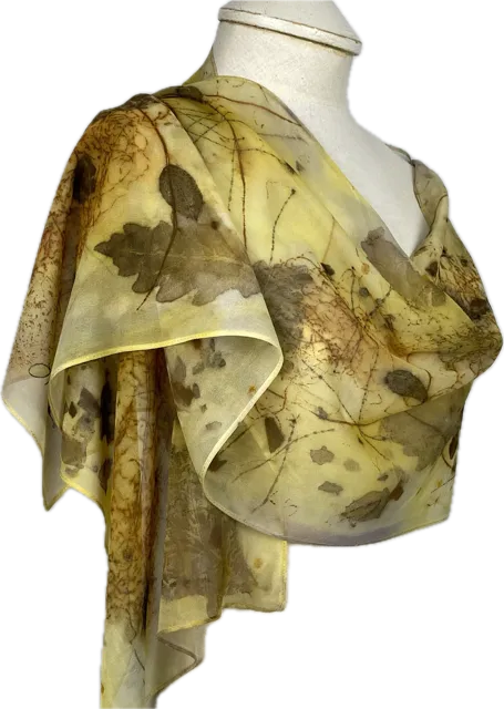 Yellow Oak Eco Printed Silk Chiffon Scarf