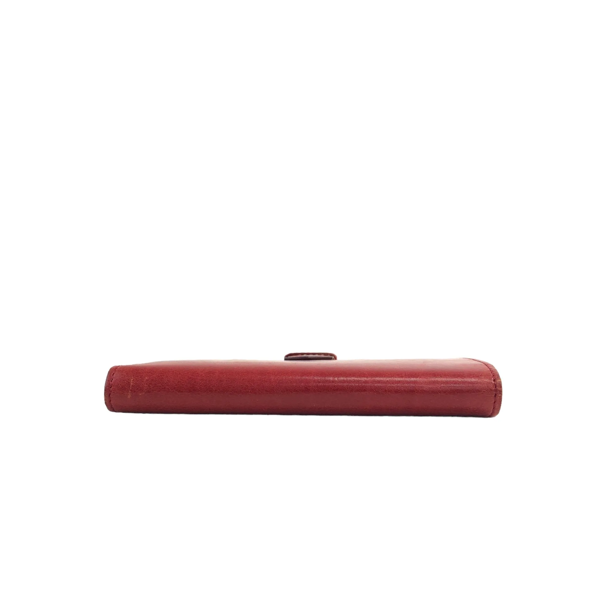Yves Saint Laurent YSL Logo Leather Metal Clasp Folded Wallet Red Vintage 84va6b